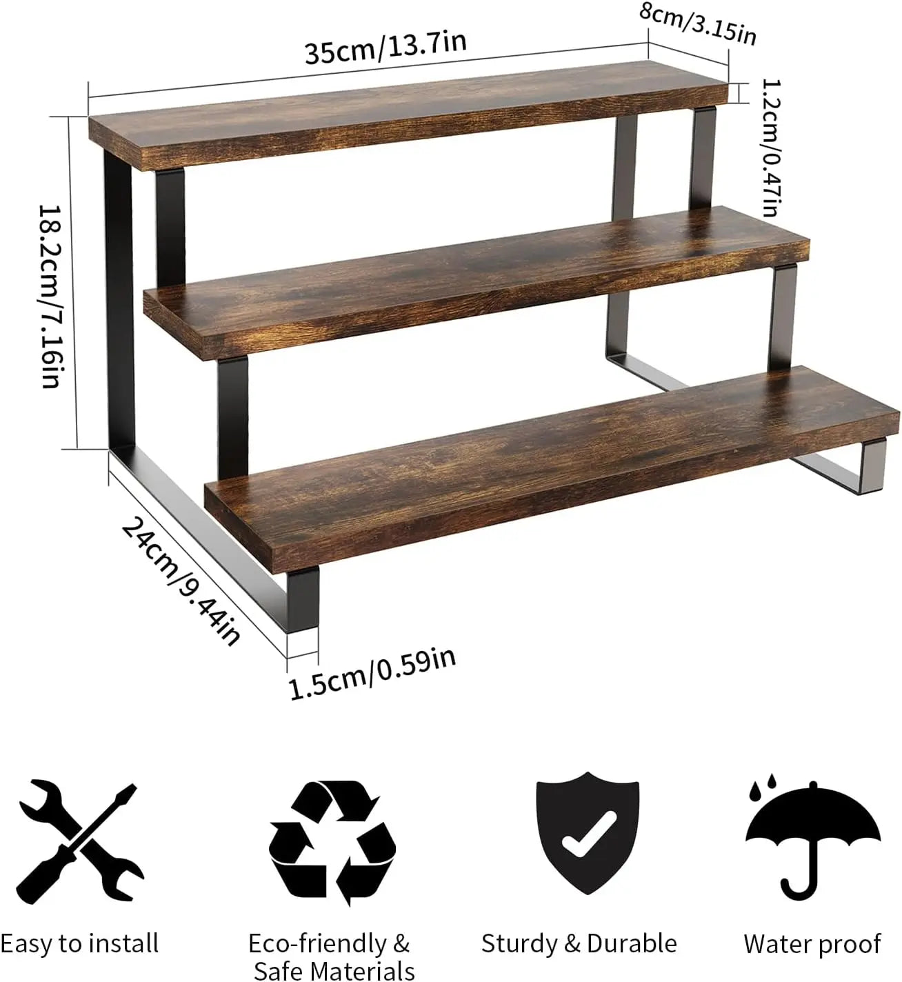 Wooden Display Stand,Tiered Perfume Shelf,Cologne Organizer,Kitchen Spice Rack,Cupcake Display Stand,Display Shelf for Potted Pl