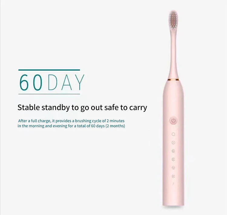 Electric Ultrasonic Toothbrush Six Speed Mode Home Soft Hair USB Charging Waterproof Adult Tooth Cleaner Automatic Couple Set-